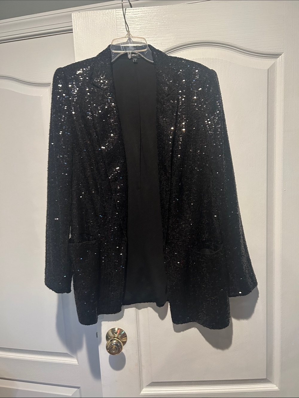 Express Black Sequin Open Blazer Jacket - Women's